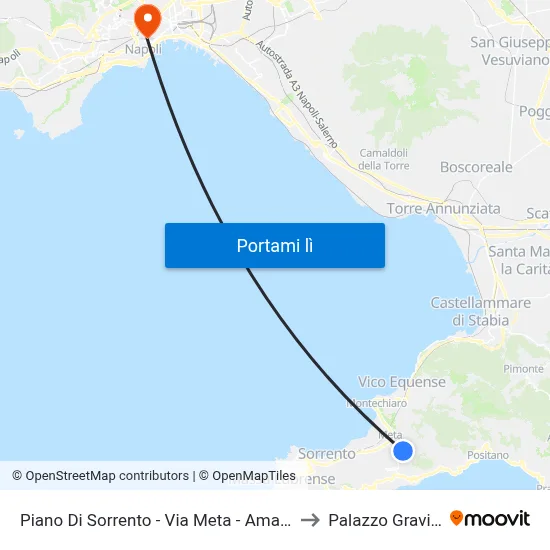 Piano Di Sorrento - Via Meta - Amalfi, 4 to Palazzo Gravina map