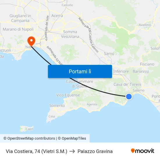 Via Costiera, 74 (Vietri S.M.) to Palazzo Gravina map