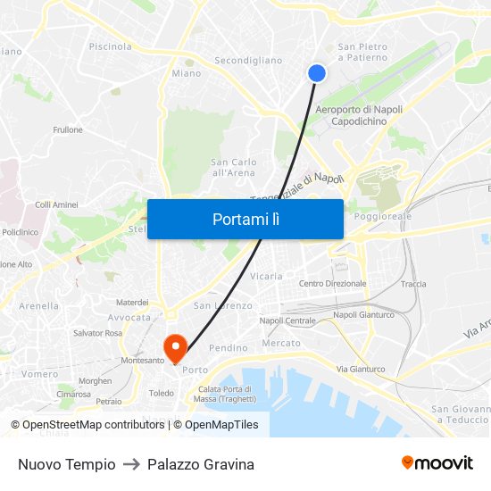 Nuovo Tempio to Palazzo Gravina map