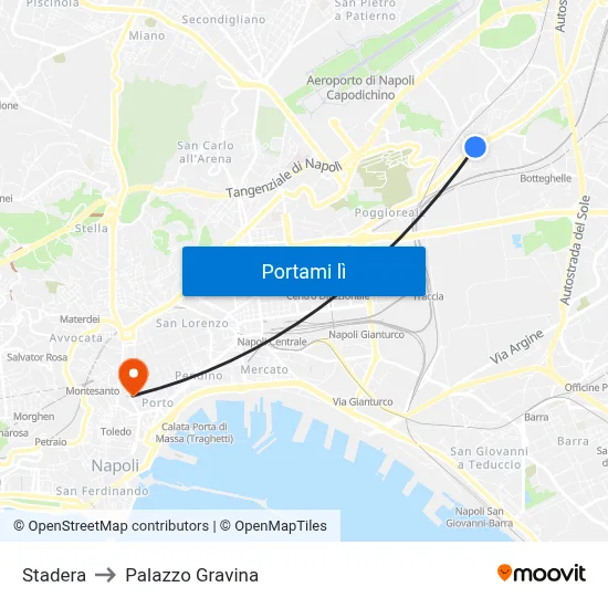 Stadera to Palazzo Gravina map