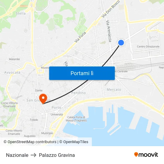 Nazionale to Palazzo Gravina map