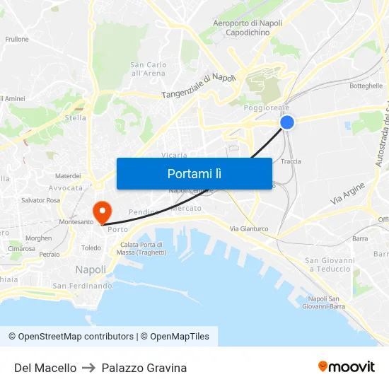 Del Macello to Palazzo Gravina map