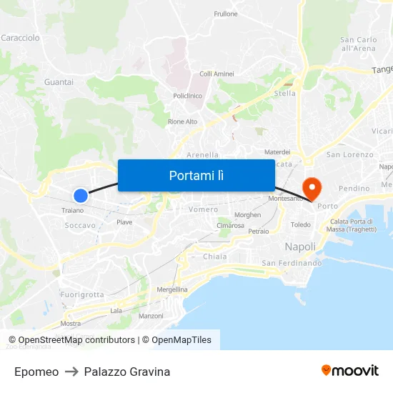 Epomeo to Palazzo Gravina map