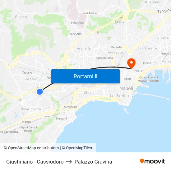 Giustiniano - Cassiodoro to Palazzo Gravina map