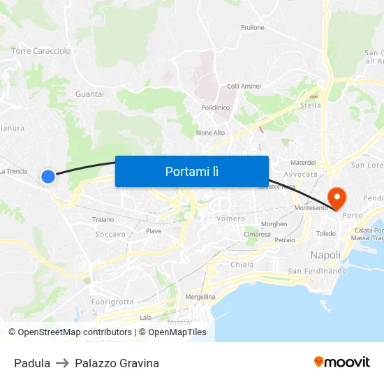 Padula to Palazzo Gravina map