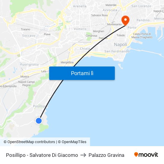 Posillipo - Salvatore Di Giacomo to Palazzo Gravina map