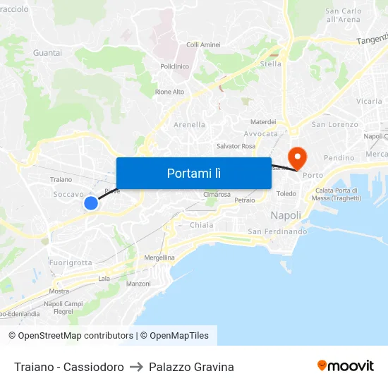 Traiano - Cassiodoro to Palazzo Gravina map