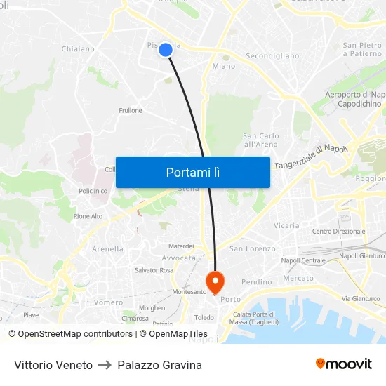 Vittorio Veneto to Palazzo Gravina map