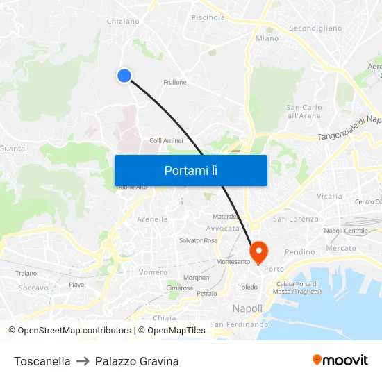 Toscanella to Palazzo Gravina map
