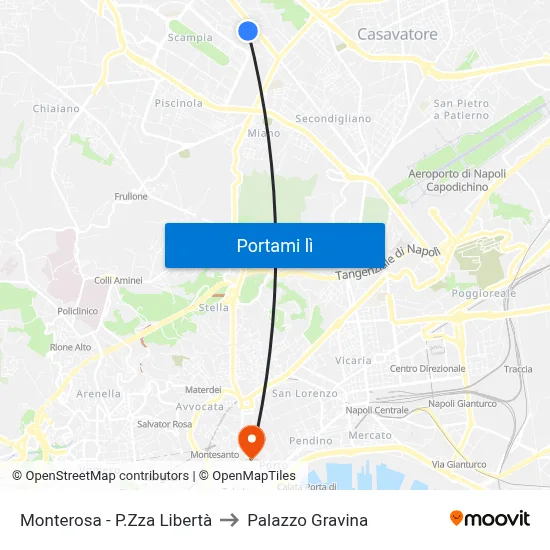 Monterosa - P.Zza Libertà to Palazzo Gravina map