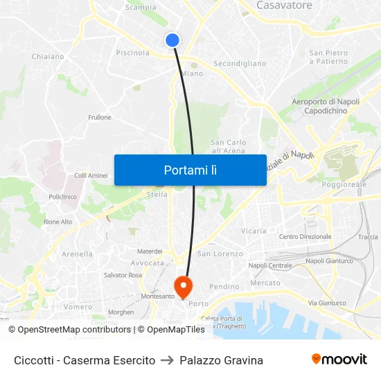 Ciccotti - Caserma Esercito to Palazzo Gravina map