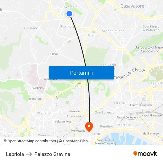 Labriola to Palazzo Gravina map