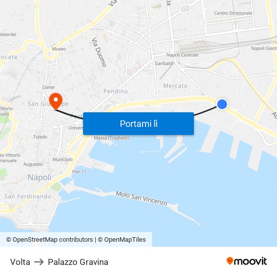 Volta to Palazzo Gravina map