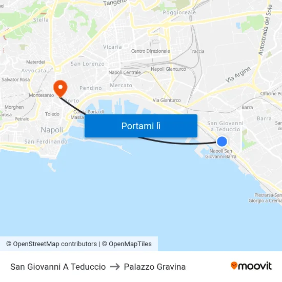 San Giovanni A Teduccio to Palazzo Gravina map