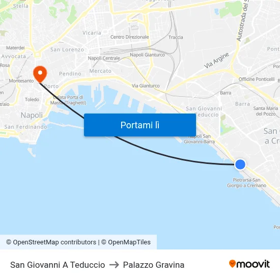 San Giovanni A Teduccio to Palazzo Gravina map