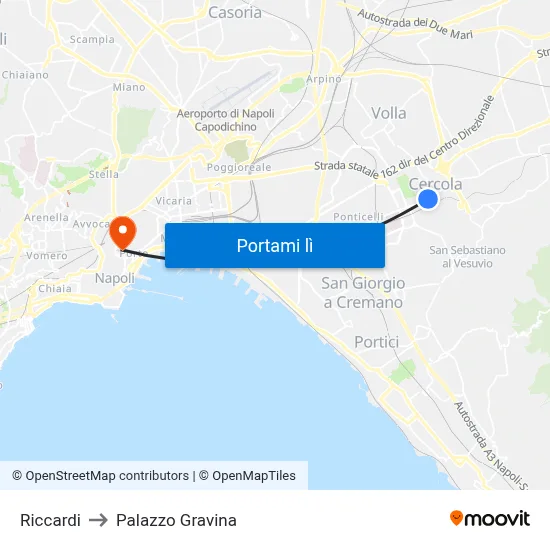 Riccardi to Palazzo Gravina map