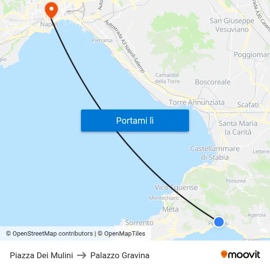 Piazza Dei Mulini to Palazzo Gravina map