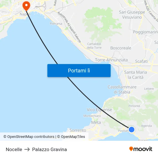 Nocelle to Palazzo Gravina map