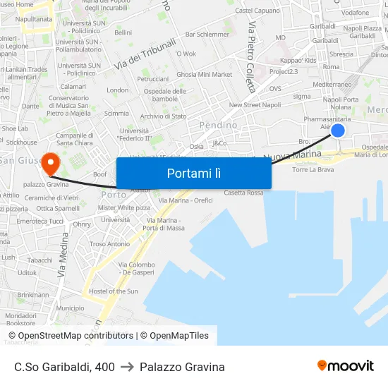 C.So Garibaldi, 400 to Palazzo Gravina map