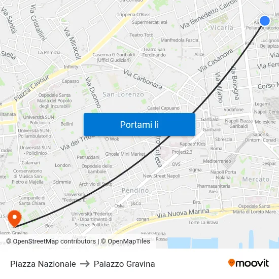 Piazza Nazionale to Palazzo Gravina map