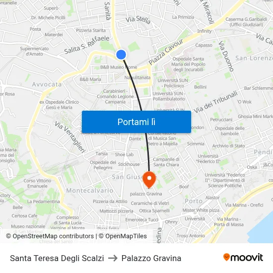 Santa Teresa Degli Scalzi to Palazzo Gravina map