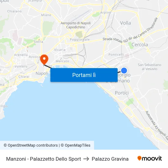 Manzoni - Palazzetto Dello Sport to Palazzo Gravina map
