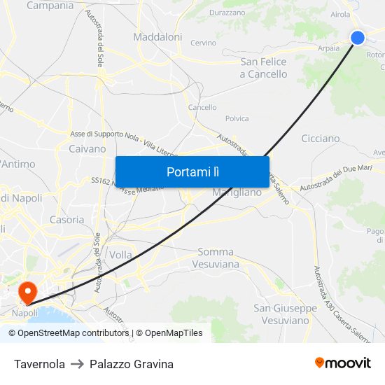 Tavernola to Palazzo Gravina map