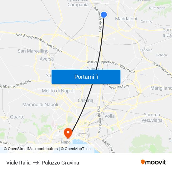 Viale Italia to Palazzo Gravina map