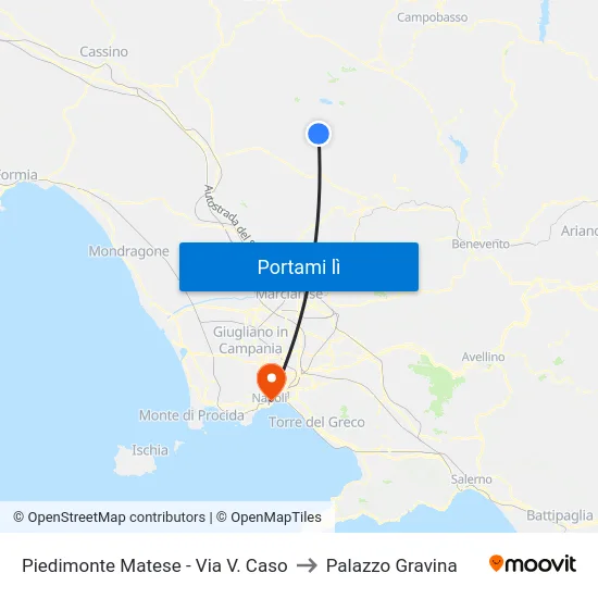 Piedimonte Matese - Via V. Caso to Palazzo Gravina map