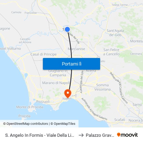 S. Angelo In Formis - Viale Della Libertà to Palazzo Gravina map