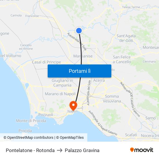 Pontelatone - Rotonda to Palazzo Gravina map