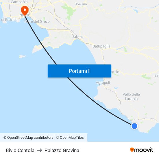 Bivio Centola to Palazzo Gravina map