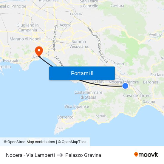 Nocera - Via Lamberti to Palazzo Gravina map