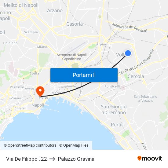 Via De Filippo , 22 to Palazzo Gravina map