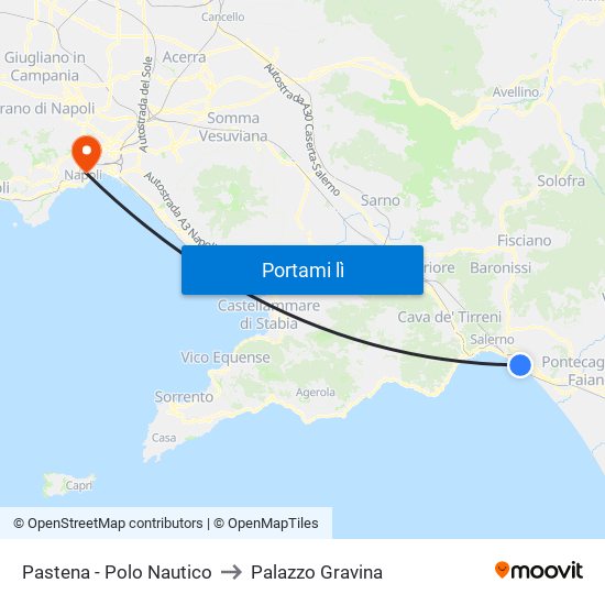 Pastena  - Polo Nautico to Palazzo Gravina map