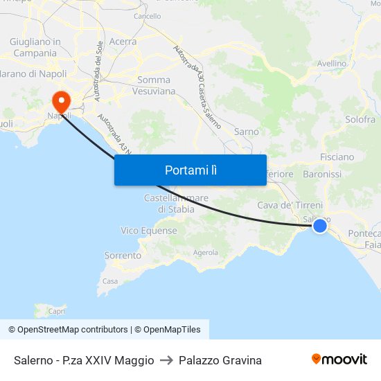 Salerno - P.za XXIV Maggio to Palazzo Gravina map