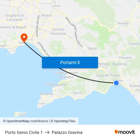 Porto Genio Civile 1 to Palazzo Gravina map
