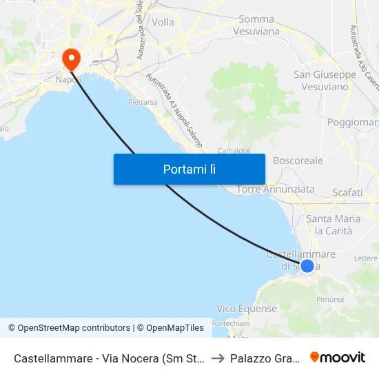 Castellammare - Via Nocera (Sm Stabiae) to Palazzo Gravina map