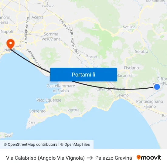 Via Calabriso (Angolo Via Vignola) to Palazzo Gravina map
