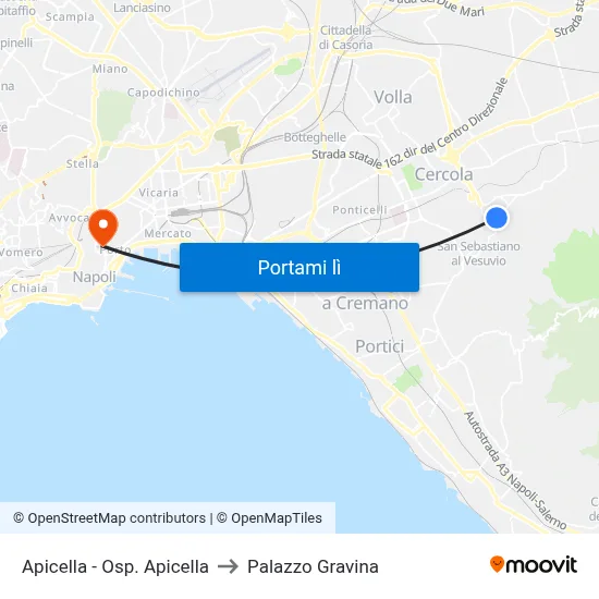 Apicella - Osp. Apicella to Palazzo Gravina map