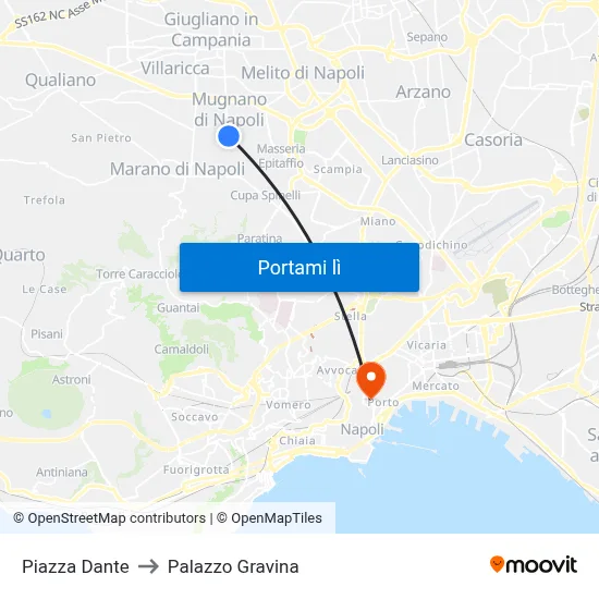 Piazza Dante to Palazzo Gravina map