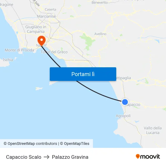 Capaccio Scalo to Palazzo Gravina map