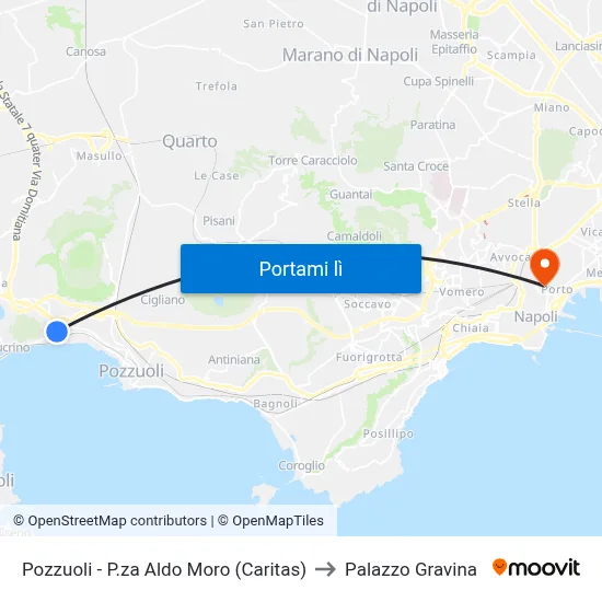 Pozzuoli - P.za Aldo Moro (Caritas) to Palazzo Gravina map
