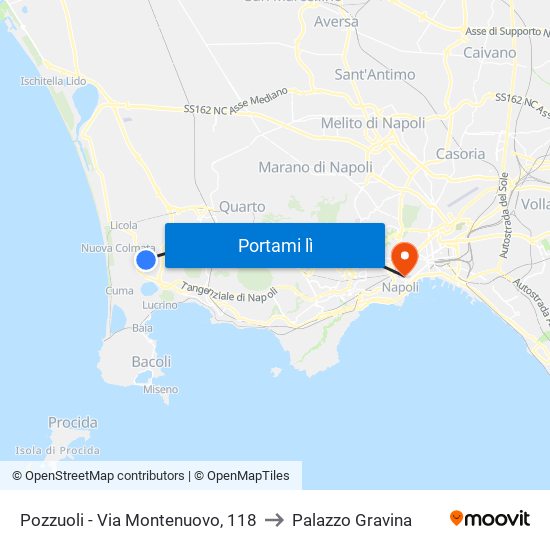 Pozzuoli - Via Montenuovo, 118 to Palazzo Gravina map