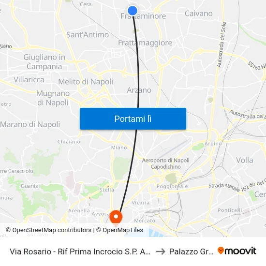 Via Rosario - Rif Prima Incrocio S.P. Aversa-Caivano to Palazzo Gravina map