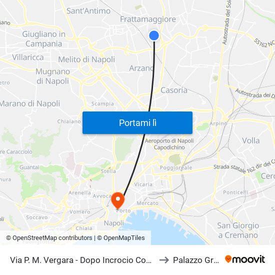 Via P. M. Vergara - Dopo Incrocio Con Via Milano to Palazzo Gravina map