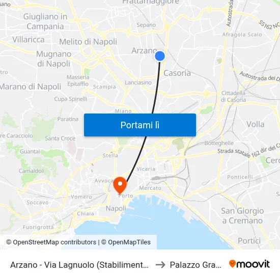 Arzano - Via Lagnuolo (Stabilimento Olpi) to Palazzo Gravina map