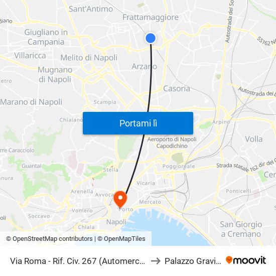 Via Roma - Rif. Civ. 267 (Automercato) to Palazzo Gravina map