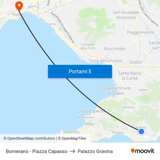 Bomerano - Piazza Capasso to Palazzo Gravina map