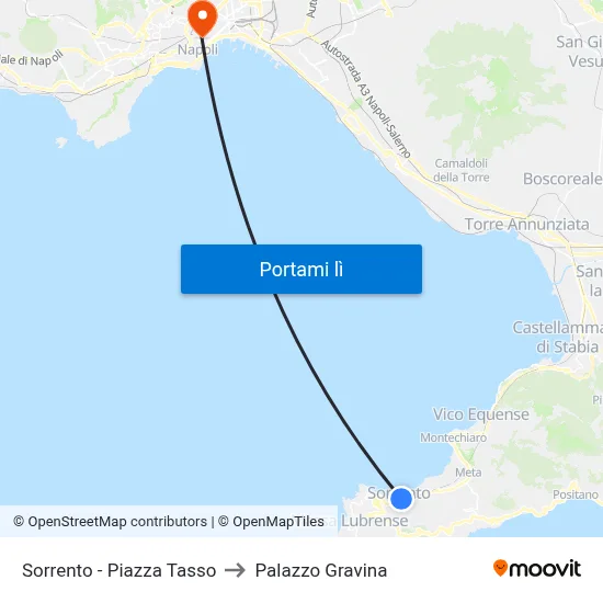 Sorrento - Piazza Tasso to Palazzo Gravina map